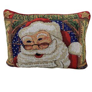 Santa Claus Tapestry Christmas throw‎ pillow rectangle naughty or nice list